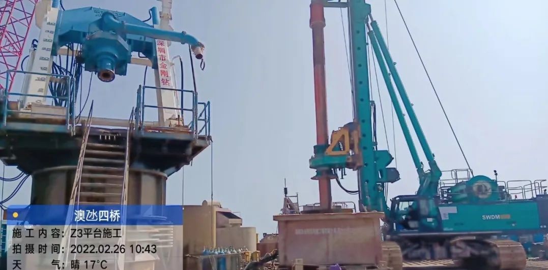 乘风破浪的旋挖钻机！银河集团9873cm智能助建澳氹第四跨海大桥